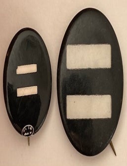 Two Civil Rights Movement-era pinback buttons with an Equal sign