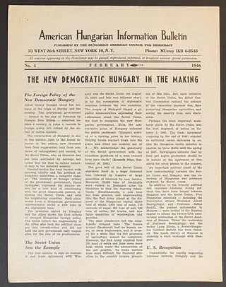 Cat.No: 305655 American Hungarian Information Bulletin. No. 4 (February 1946