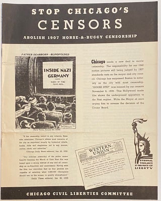 Cat.No: 305874 Stop Chicago’s Censors. Abolish 1907 Horse-&-Buggy censorship