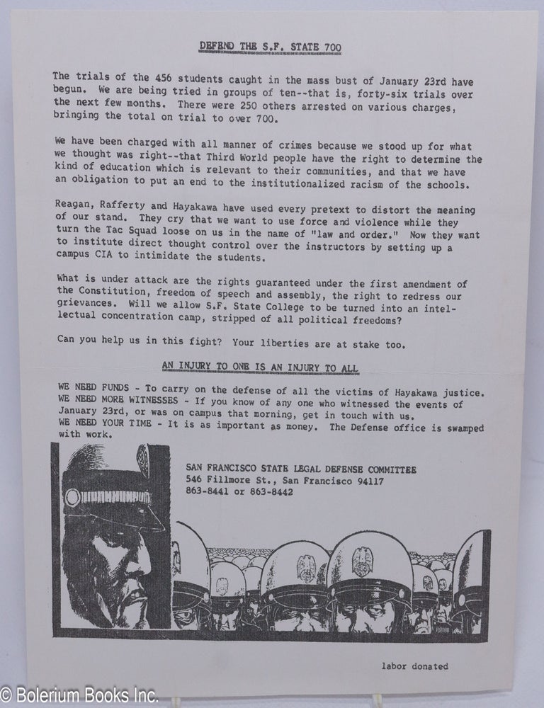 Cat.No: 305887 Defend the S.F. State 700 [handbill]