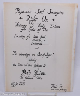Cat.No: 305894 Papasan's Soul Smorgette right on - featuring 3 funky entrees