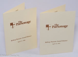 Cat.No: 305942 The Parsonage: Bishop Parsons Award Dinner [two invitations for 1985 & 1986