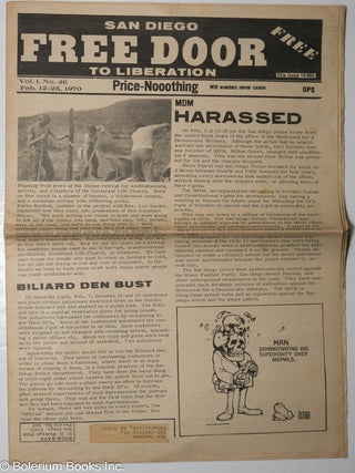 Cat.No: 306071 San Diego Free Door to Liberation: vol. 1, #46, Feb. 12-25, 1970. Dale...