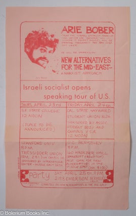 Cat.No: 306073 Israeli Socialist Opens Speaking Tour of U.S. [handbill]. Arie Bober
