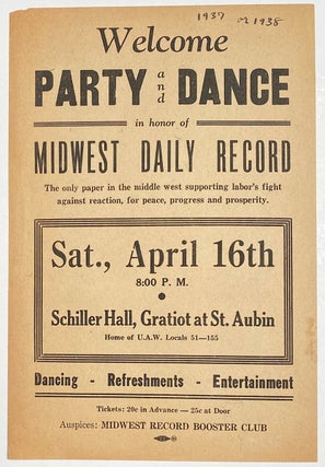 Cat.No: 306127 Welcome Party and Dance in honor of Midwest Daily Record. The only paper...