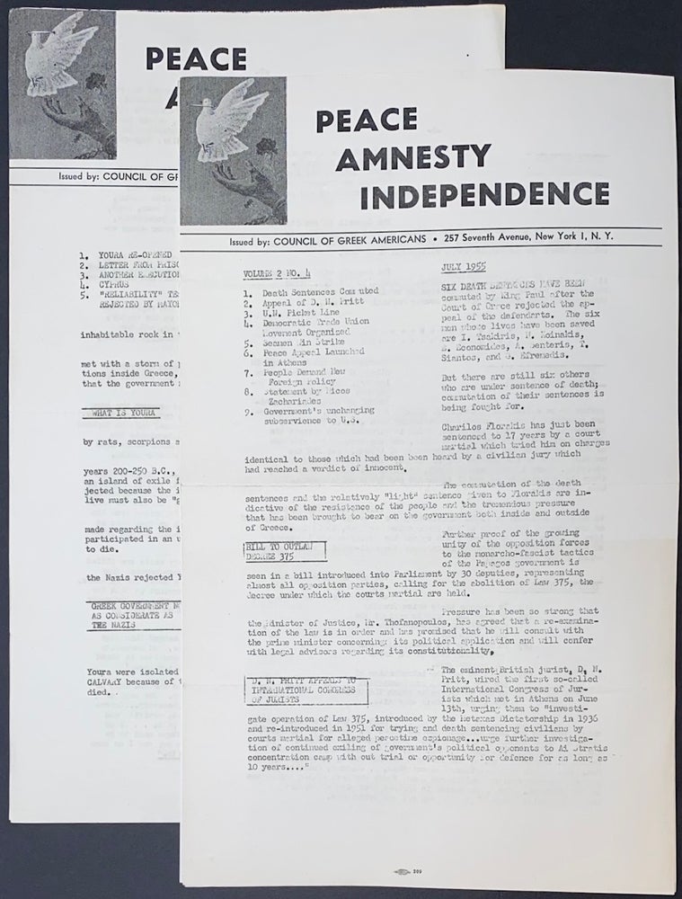 Cat.No: 306401 Peace, Amnesty, Independence [three issues]
