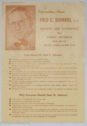 Cat.No: 306480 Information About. . . Fred Schwarz, Surgeon and Psychiatrist from Sydney,...