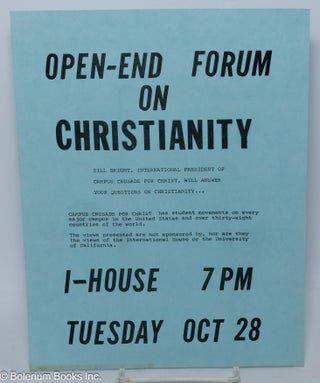 Cat.No: 306540 Open-end forum on Christianity, I-House 7pm. Bill Bright