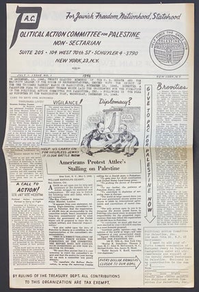 Cat.No: 306559 P.A.C. - Political Action Committee for Palestine. Issue no. 1 (July 1946