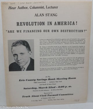 Cat.No: 306712 Hear Author, Columnist, Lecturer Alan Stang: Revolution in America! Are We...
