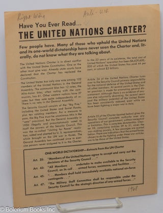 Cat.No: 306750 Have You Ever Read...The United Nations Charter? Few people have. Many of...