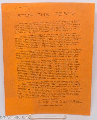Cat.No: 306855 Stop the tests [disarmament handbill