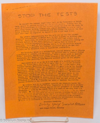 Cat.No: 306855 Stop the tests [disarmament handbill
