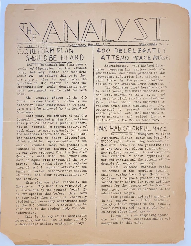 Cat.No: 306908 The Analyst. Vol. 3 no. 4 (May 12, 1937