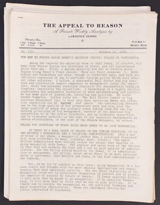 Cat.No: 306966 The Appeal to Reason [16 issues]. Lawrence Dennis