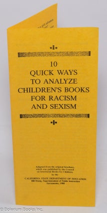 Cat.No: 307038 10 Quick Ways to Analyze Children's Books for Racism and Sexism