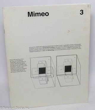 Cat.No: 307303 Mimeo Mimeo. No. 3. Autumn 2009. Artists’ books, typography and the...
