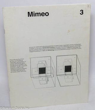 Cat.No: 307303 Mimeo Mimeo. No. 3. Autumn 2009. Artists’ books, typography and the...