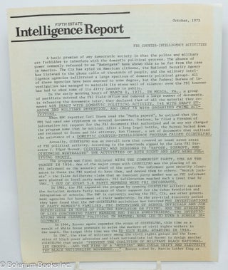 Cat.No: 307447 Fifth Estate Intelligence Report. FBI Counter-Intelligence Activities,...