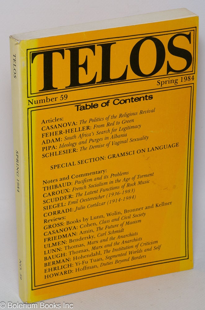 Telos Journal Telos: No. 59 Spring 1984 | Paul Piccone, ed
