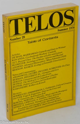 Cat.No: 307593 Telos: No. 28 (Summer 1976). Paul Piccone, ed
