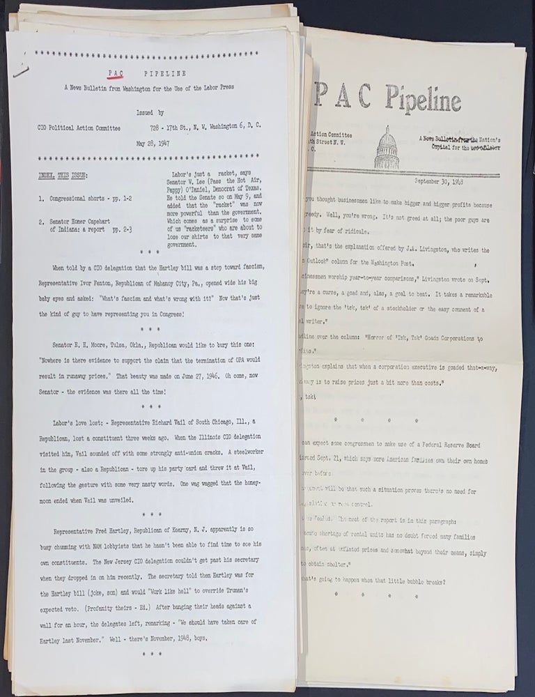 Cat.No: 308245 PAC Pipeline: A news bulletin from Washington for the use of the Labor Press [30 issues]