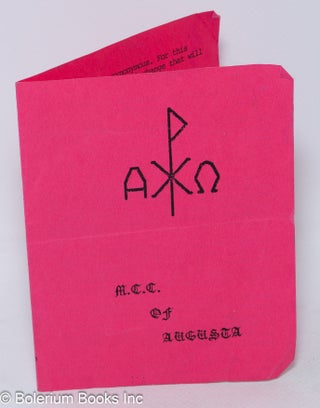 Cat.No: 308371 M.C.C. of Augusta [leaflet/handout