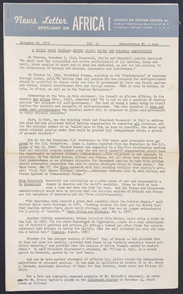 Cat.No: 308443 News Letter: Spotlight on Africa. XII, no. 11 (November 19, 1953