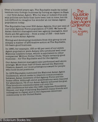 The Equitable National Asian Agent Conference. Los Angeles, 1981