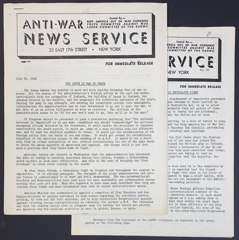 Cat.No: 308497 Anti-War News Service [two issues