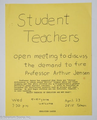 Cat.No: 308674 Student teachers; open meeting to discuss the demand to fire Professor...