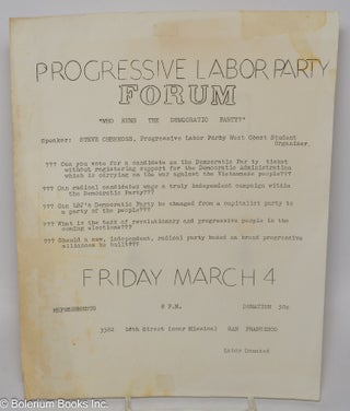 Cat.No: 308736 Progressive Labor Party Forum [handbill