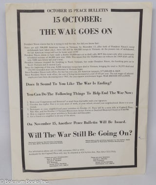 Cat.No: 308793 October 15 Peace Bulletin. 15 October: the war goes on