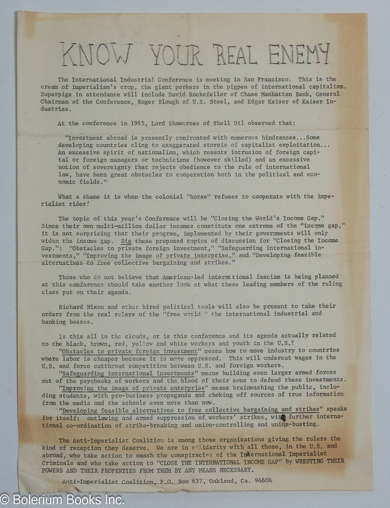 Cat.No: 308824 Know your real enemy [handbill]