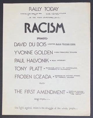 Cat.No: 309100 Rally today... In the main courtyard, B.H.S. ... Racism [handbill