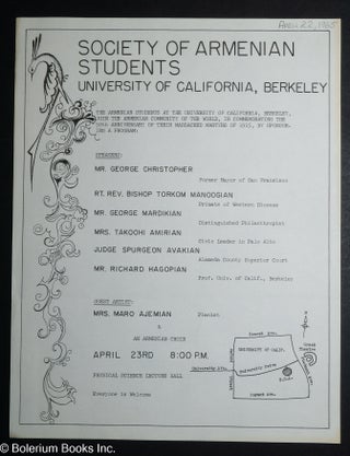 Cat.No: 309119 Society of Armenian Students, University of California, Berkeley...