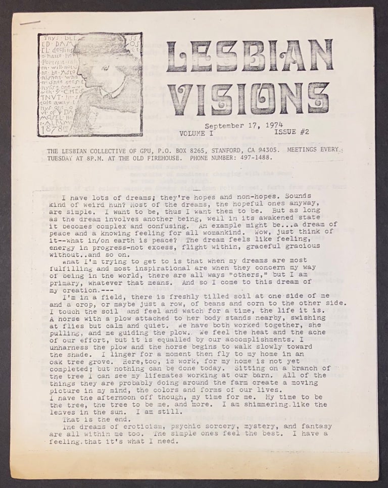 Cat.No: 309126 Lesbian Visions: vol. 1, #2, September 17, 1974