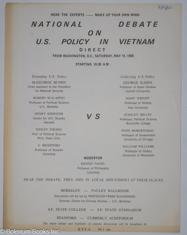 Cat.No: 309180 National Debate on U.S. Policy in Vietnam direct from Washington