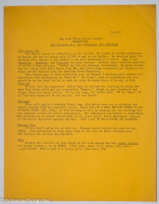 Cat.No: 309245 Bay Area Peace Action Council, newsletter Referendum '70. Bay Area Peace...
