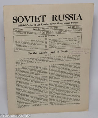 Cat.No: 309521 Soviet Russia, official organ of the Russian Soviet Government Bureau....