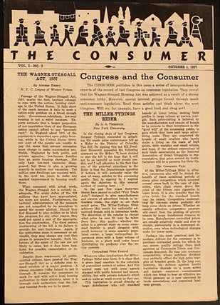 Cat.No: 309525 The Consumer. Vol. 1 no. 2 (October 1, 1937