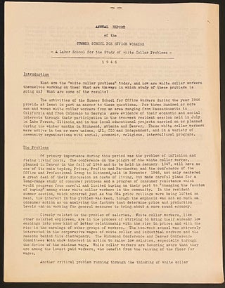Cat.No: 309526 Annual report of the Summer School for Office Workers - A Labor School for...
