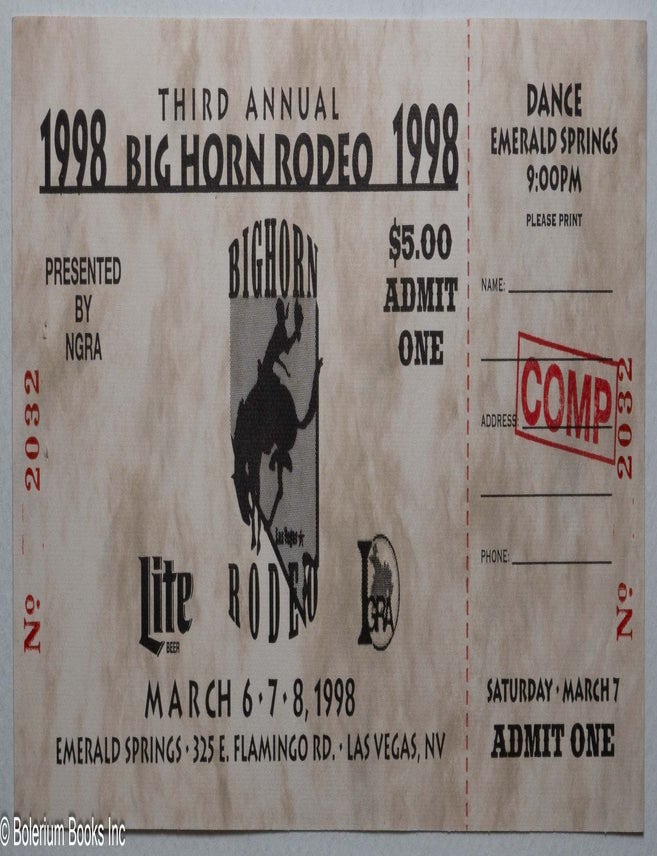 1998 Big Horn Rodeo ticket | NGRA
