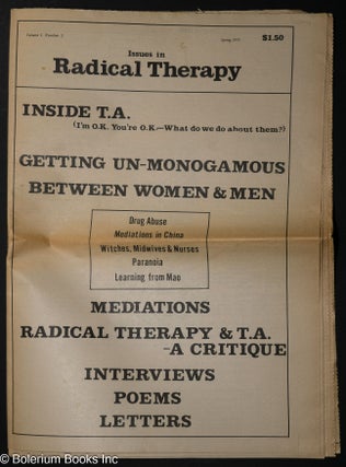 Cat.No: 309768 Issues in Radical Therapy: vol. 1, #2, Spring 1973. Joy Marcus, coordinating