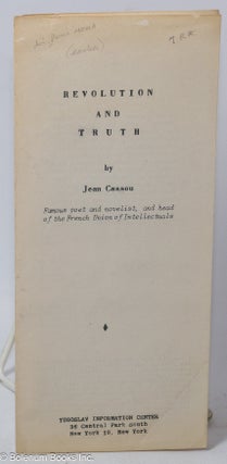 Cat.No: 309809 Revolution and truth. Jean Cassou