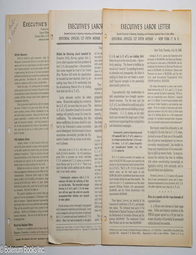 Cat.No: 309837 Executive's Labor Letter [3 newsletters]
