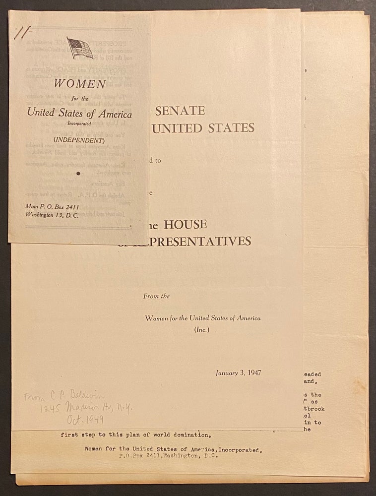 Cat.No: 310148 [Seven different items from Women for the United States of. Catherine...