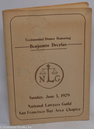 Cat.No: 310157 Testimonial dinner honoring Benjamin Dreyfus, Sunday, June 3, 1979....