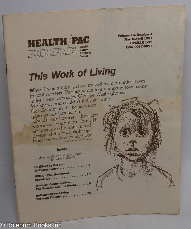 Cat.No: 310173 Health/PAC Bulletin - Health Policy Advisory Center. Volume 12, Number 4 March/April 1981. Tony Bale, board of, Barbara Ehrenreich et alia.