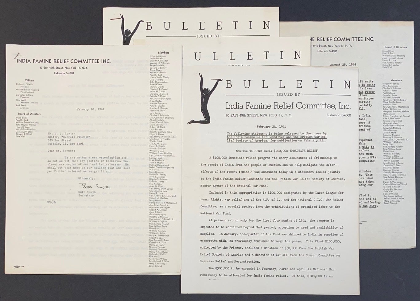 India Famine Relief Committee, Inc. five press releases, together with ...